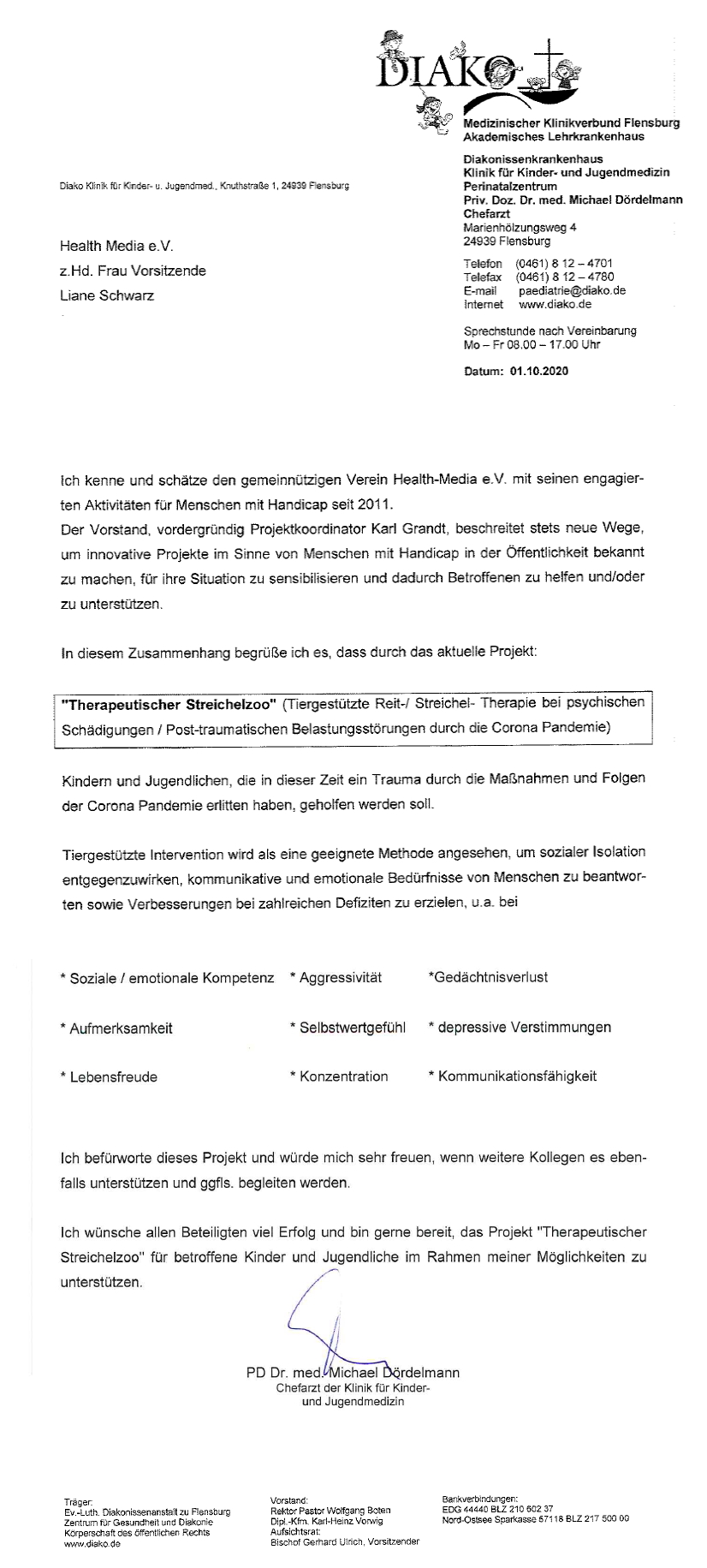 Befürwortung Klinik DIAKO Flensburg 2020
