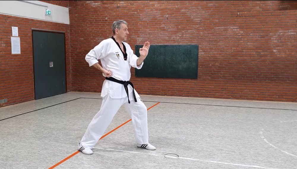 Kombinationen im Taekwondo - Batangson Makki + Olgul Dungjumok Ap Chigi + Baro Jireugi
